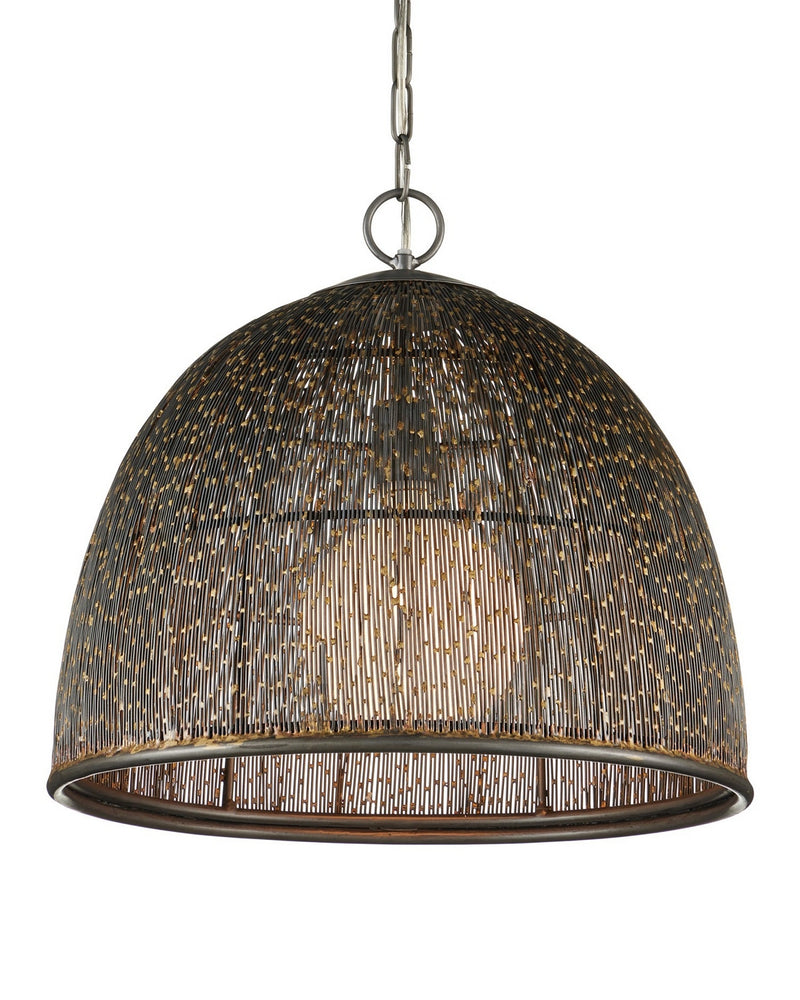 Currey and Company 9000-1353 One Light Pendant, Natural Iron/Brass