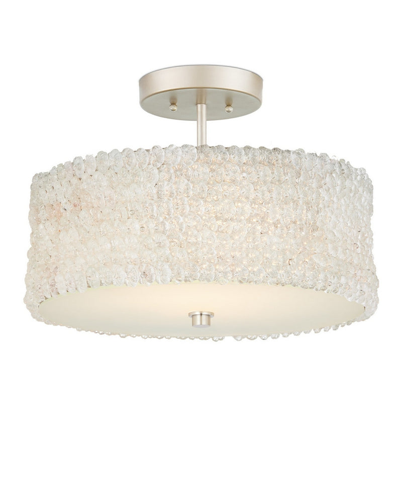 Currey and Company 9000-1361 Three Light Semi-Flush Mount, Clear/Nickel