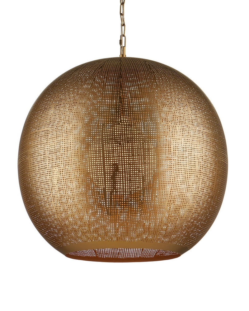 Currey and Company 9000-1363 One Light Pendant, Antique Brass
