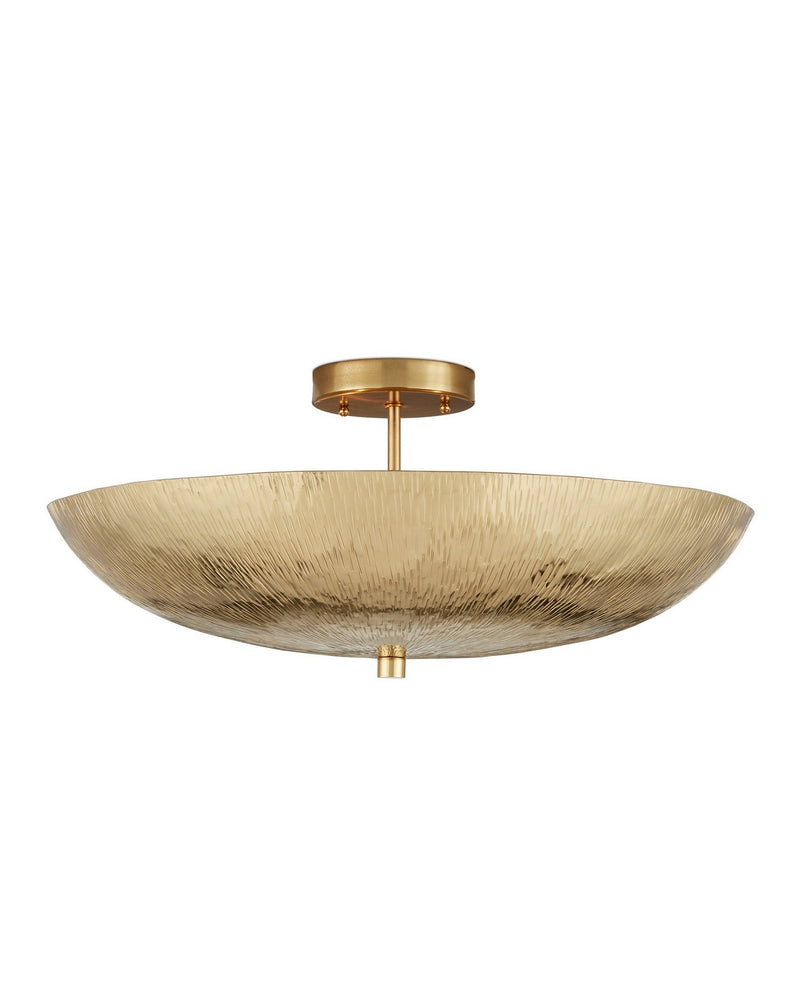 Currey and Company 9000-1365 Three Light Semi-Flush Mount, Brass