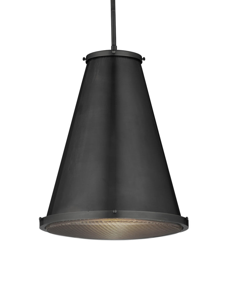 Currey and Company 9000-1367 One Light Pendant, Matte Black/Clear