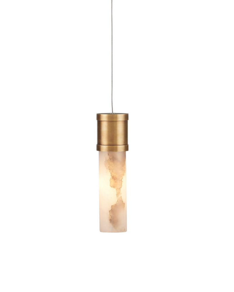 Currey and Company 9000-1379 One Light Pendant, Vintage Brass/White/Silver