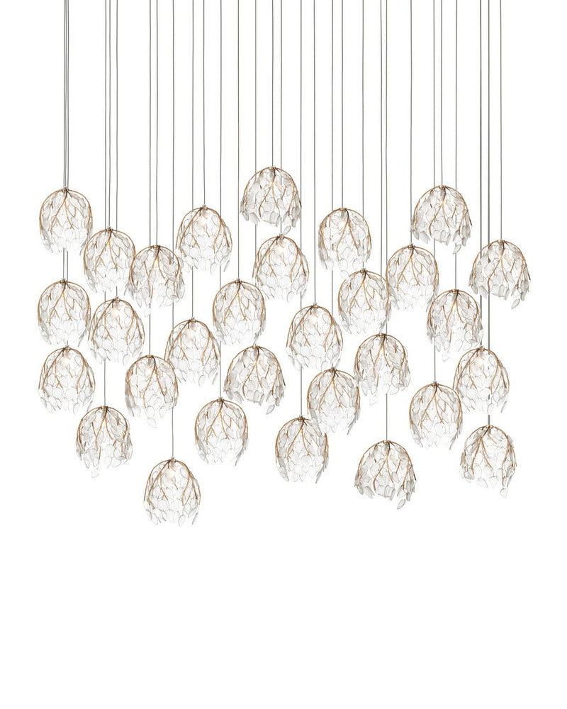 Currey and Company 9000-1392 30 Light Pendant, Antique Brass/Clear/Silver