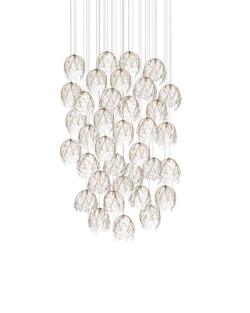 Currey and Company 9000-1393 36 Light Pendant, Antique Brass/Clear/Silver