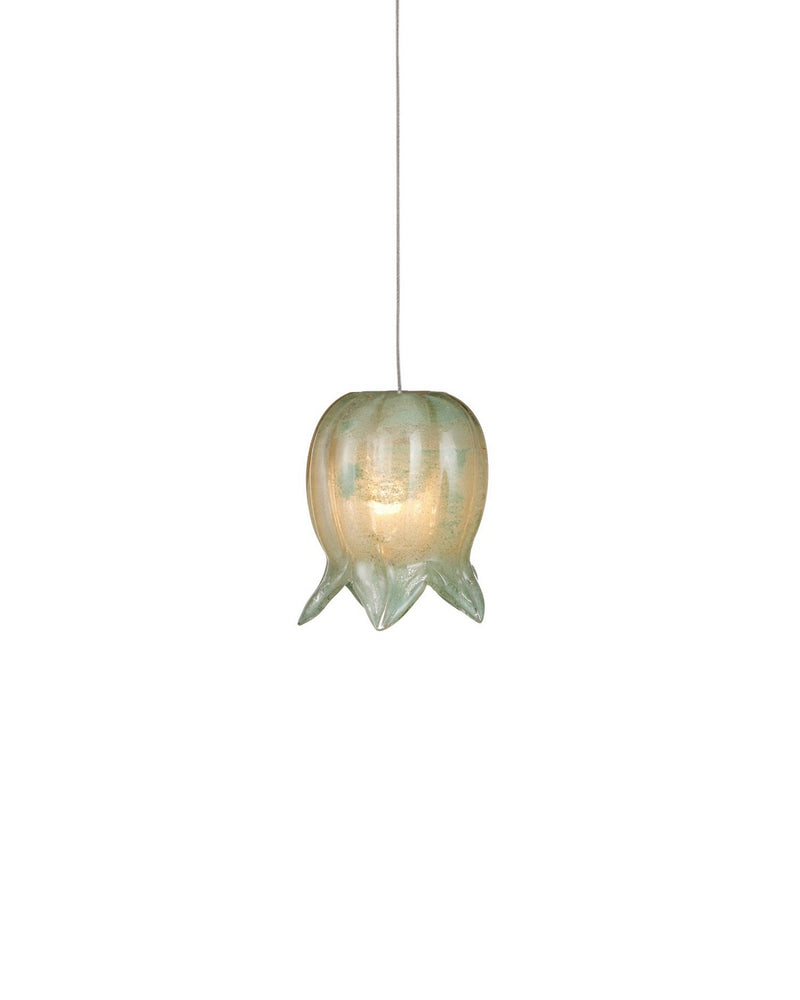 Currey and Company 9000-1395 One Light Pendant, Green/Silver