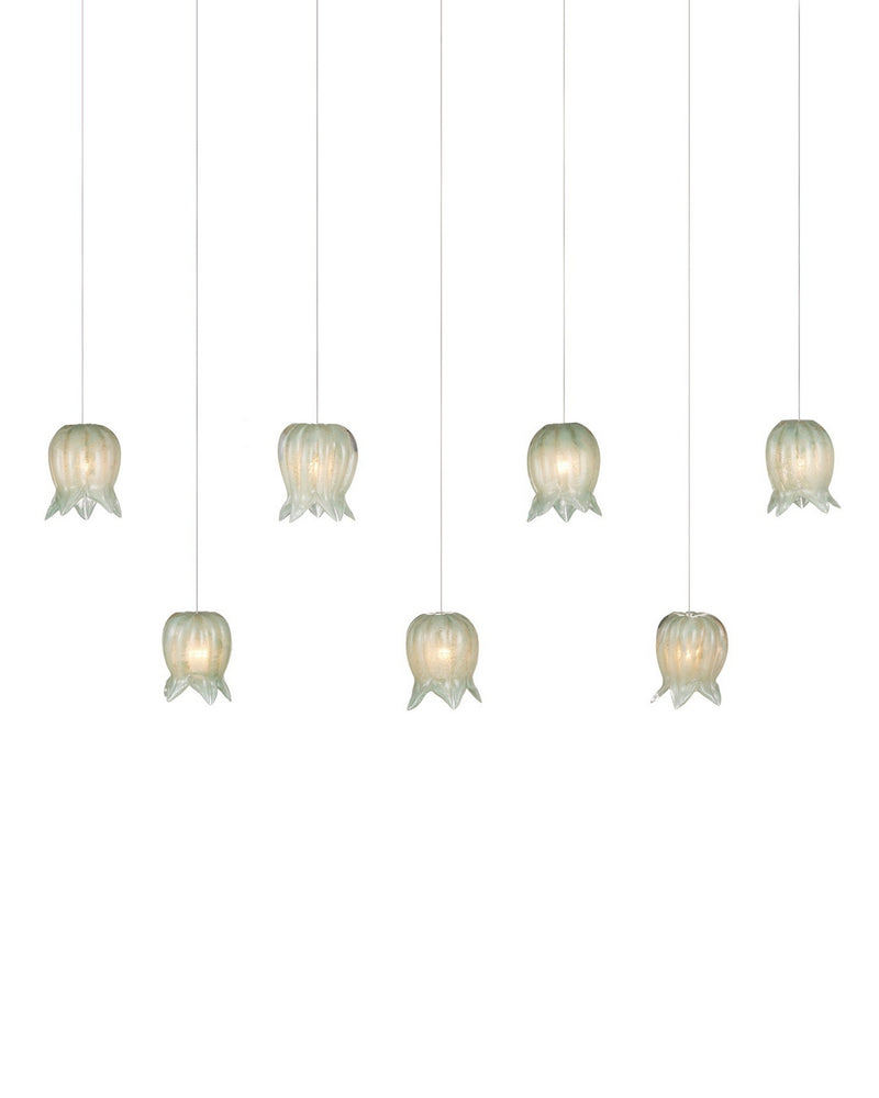 Currey and Company 9000-1402 Seven Light Pendant, Green/Silver