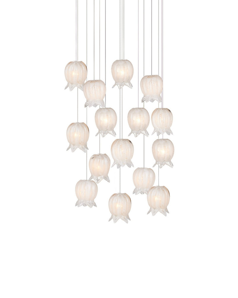 Currey and Company 9000-1406 15 Light Pendant, White/Silver
