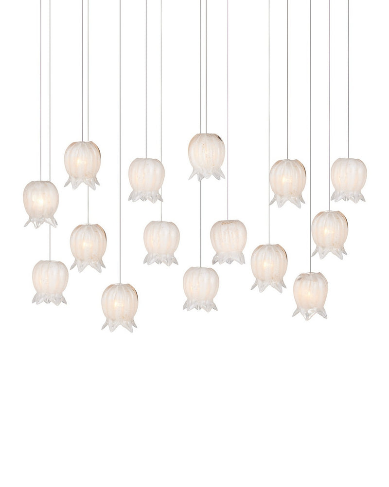 Currey and Company 9000-1407 15 Light Pendant, White/Silver