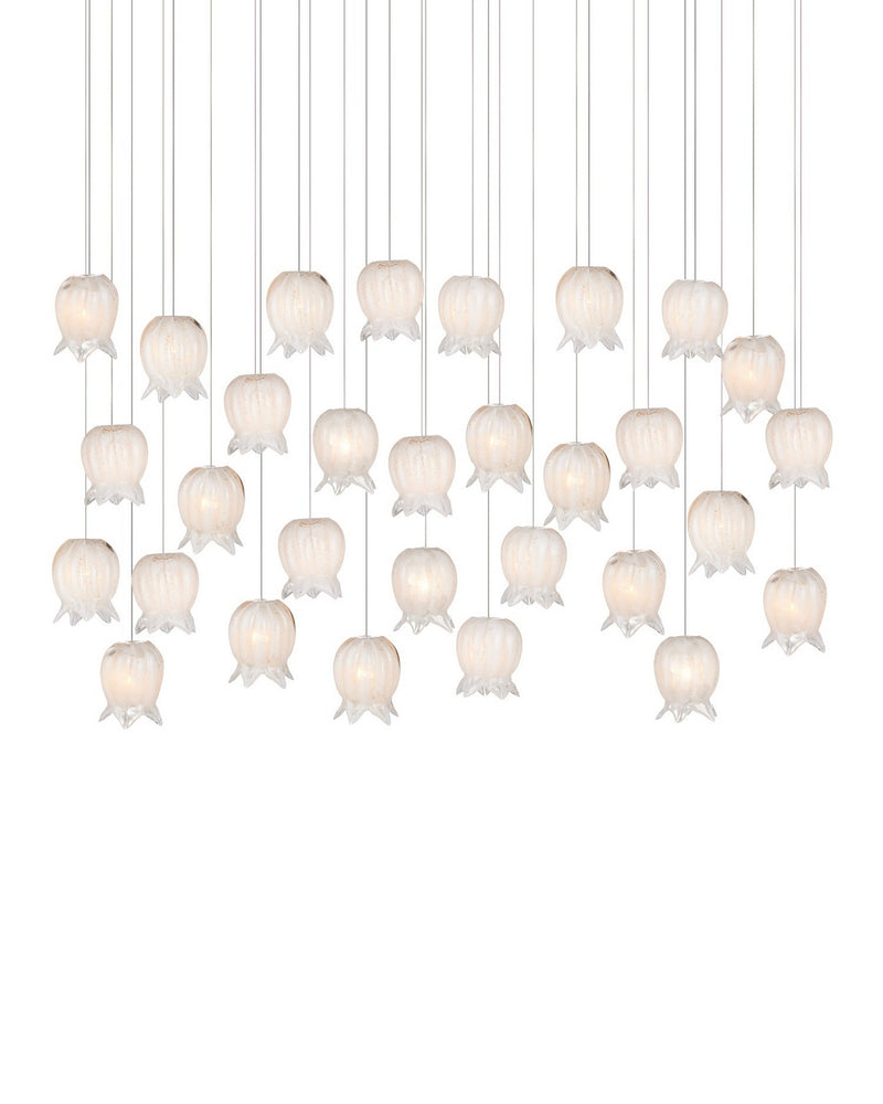 Currey and Company 9000-1408 30 Light Pendant, White/Silver