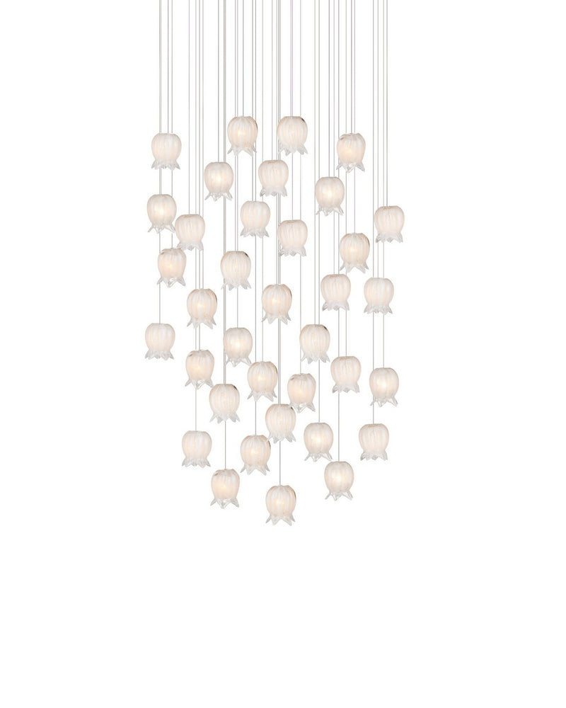 Currey and Company 9000-1409 36 Light Pendant, White/Silver