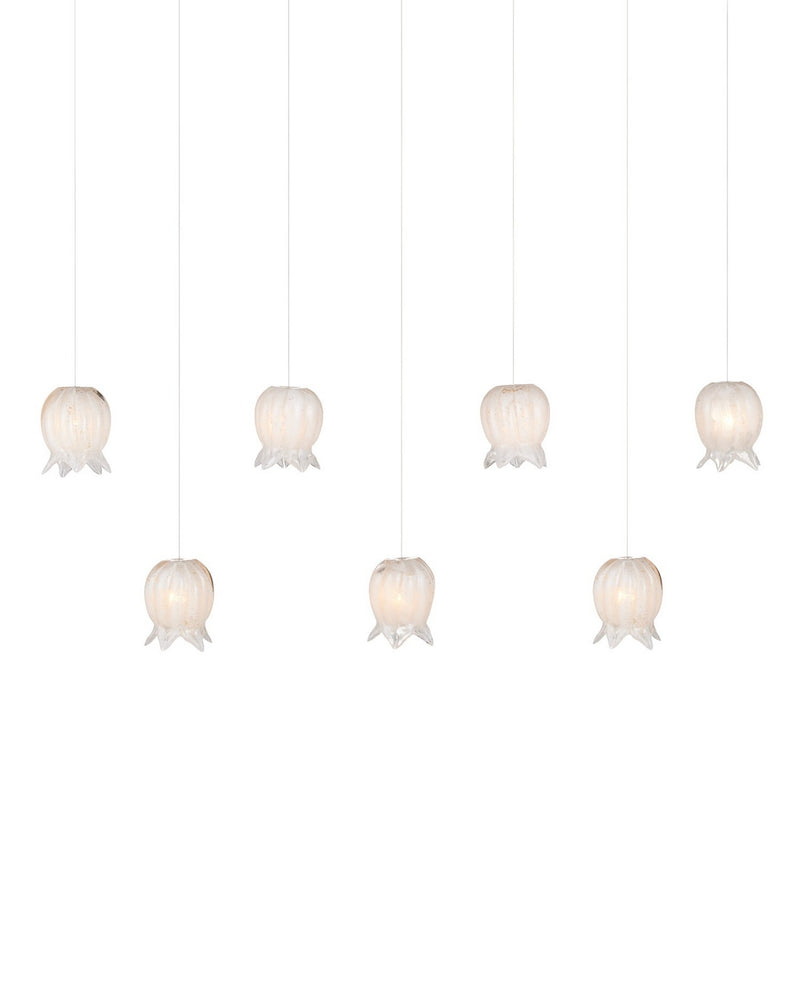 Currey and Company 9000-1410 Seven Light Pendant, White/Silver