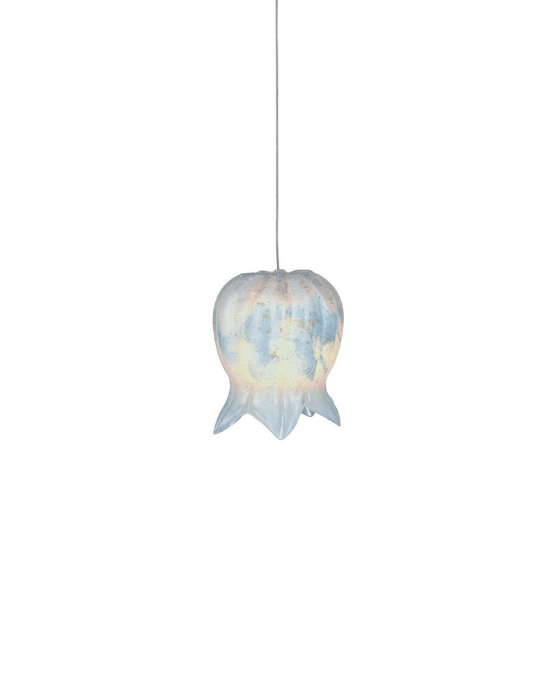 Currey and Company 9000-1411 One Light Pendant, Blue/Silver