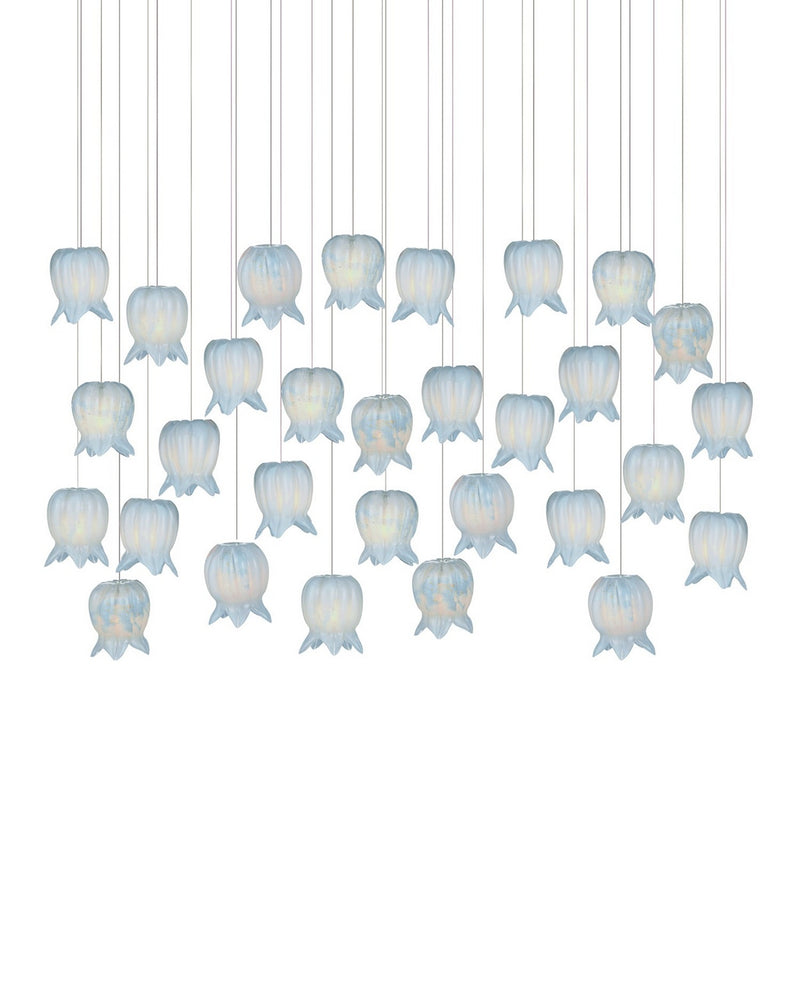 Currey and Company 9000-1416 30 Light Pendant, Blue/Silver