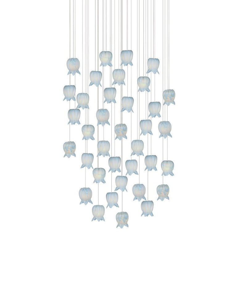 Currey and Company 9000-1417 36 Light Pendant, Blue/Silver