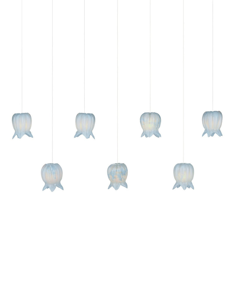 Currey and Company 9000-1418 Seven Light Pendant, Blue/Silver