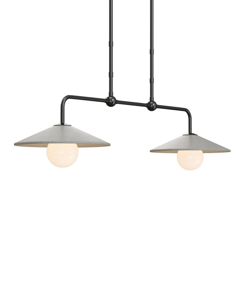 Currey and Company 9500-0022 Two Light Pendant, Natural/Black/Frosted White
