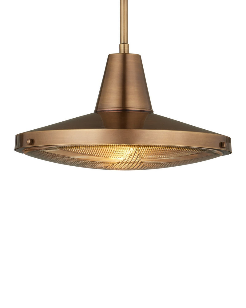 Currey and Company 9500-0026 One Light Pendant, Antique Brass/Clear