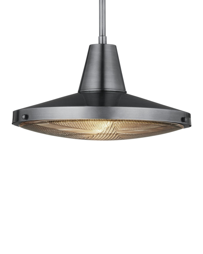 Currey and Company 9500-0027 One Light Pendant, Antique Silver/Clear