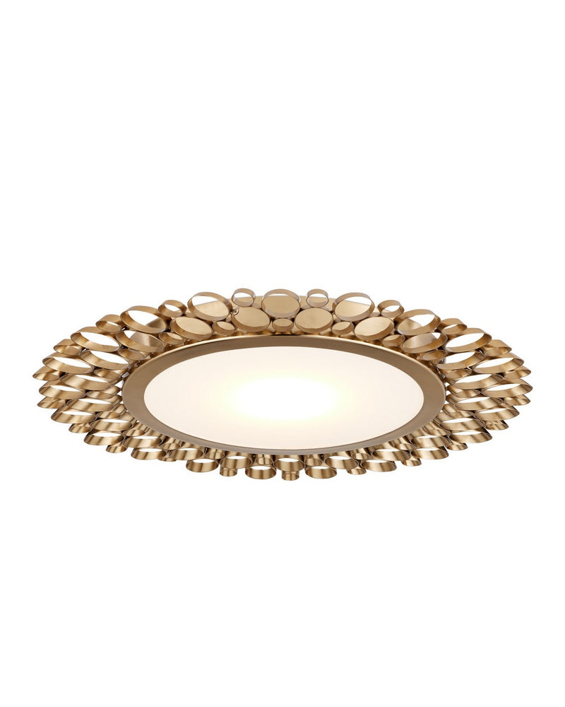 Currey and Company 9999-0082 LED Flush Mount, Antique Brass/White