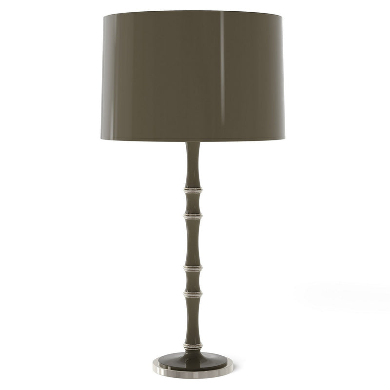 Robert Abbey ST72X One Light Table Lamp, Smokey Taupe w/Polished Nickel