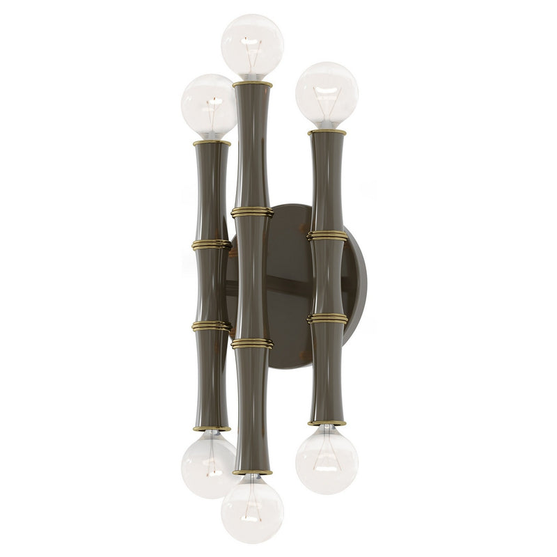 Robert Abbey ST75 Six Light Wall Sconce, Smokey Taupe w/Modern Brass
