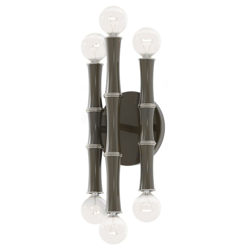 Robert Abbey ST76 Six Light Wall Sconce, Smokey Taupe w/Polished Nickel