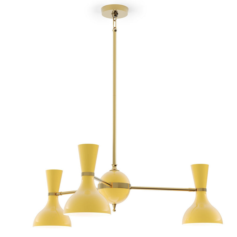 Robert Abbey SU03SU Three Light Chandelier, Modern Brass w/Sunset Painted