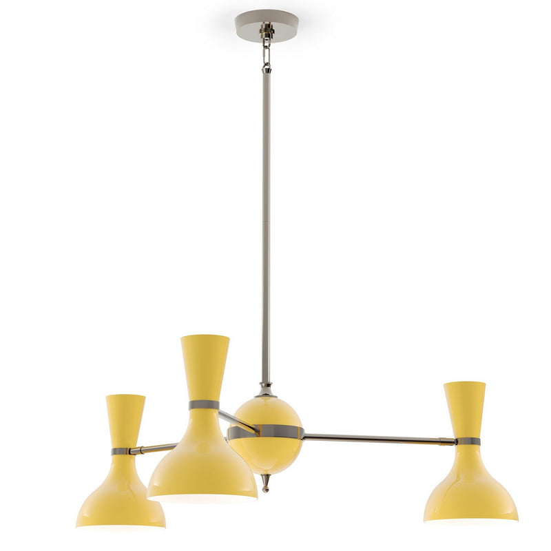 Robert Abbey SU04SU Three Light Chandelier, Polished Nickel w/Sunset Painted