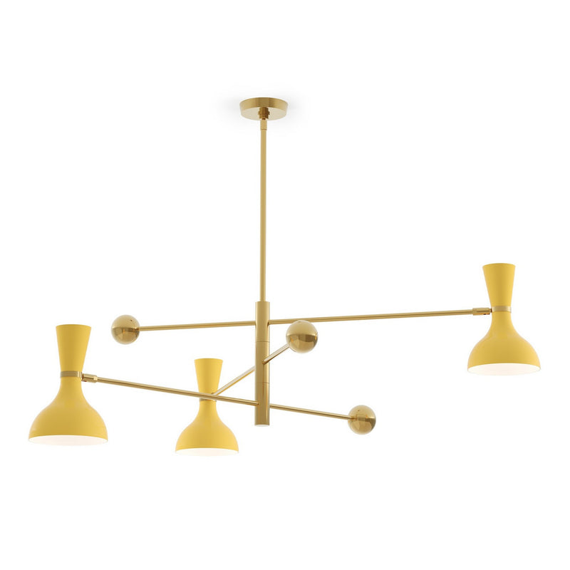 Robert Abbey SU10SU Three Light Pendant, Modern Brass w/Sunset Painted
