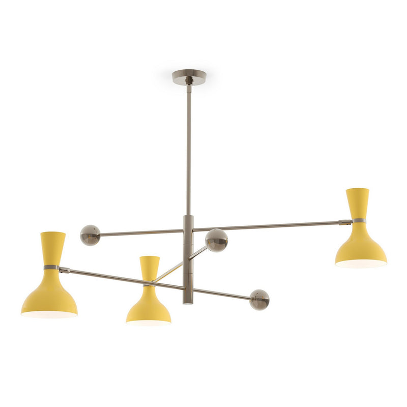 Robert Abbey SU11SU Three Light Pendant, Polished Nickel w/Sunset Painted
