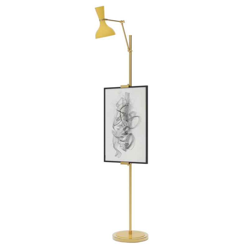 Robert Abbey SU16SU One Light Floor Easel, Modern Brass w/Sunset Painted