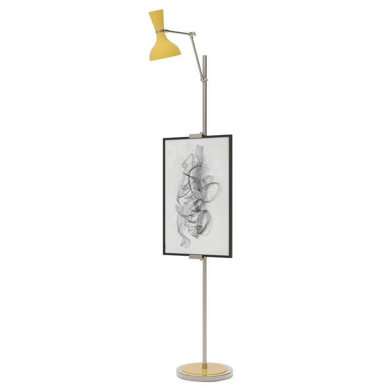 Robert Abbey SU17SU One Light Floor Easel, Polished Nickel w/Sunset Painted