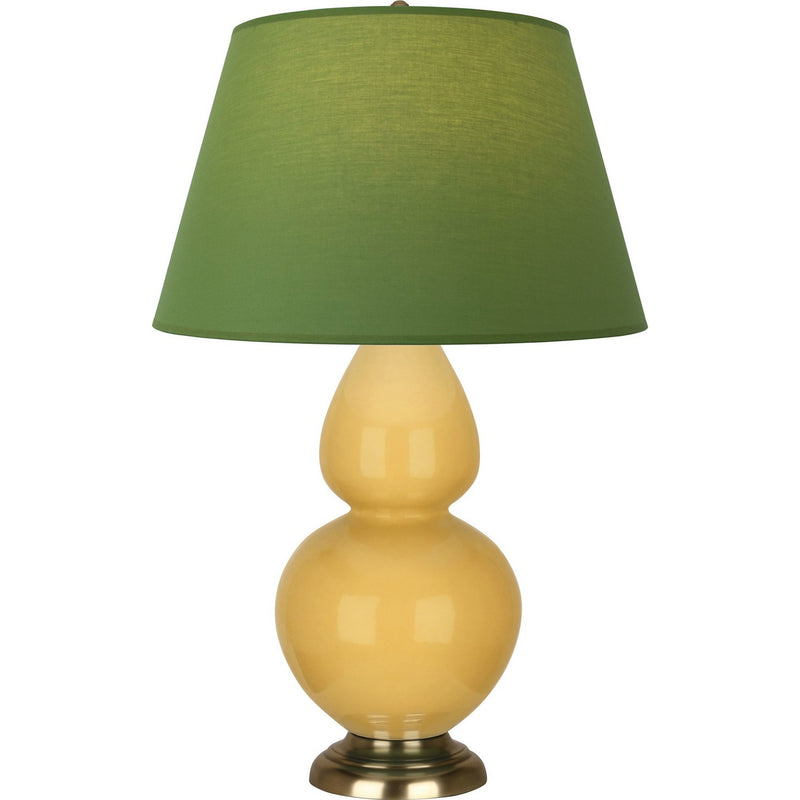 Robert Abbey SU20G One Light Table Lamp, Sunset Yellow Glazed Ceramic w/Antique Natural Brass