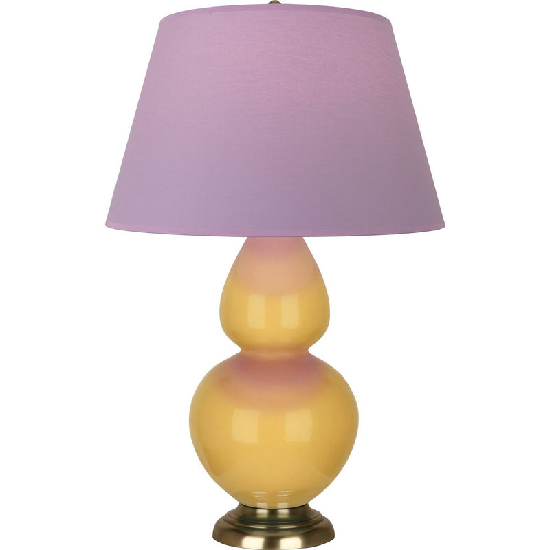 Robert Abbey SU20L One Light Table Lamp, Sunset Yellow Glazed Ceramic w/Antique Natural Brass