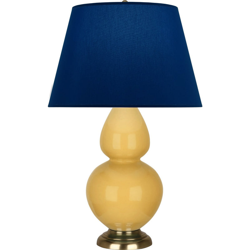 Robert Abbey SU20N One Light Table Lamp, Sunset Yellow Glazed Ceramic w/Antique Natural Brass