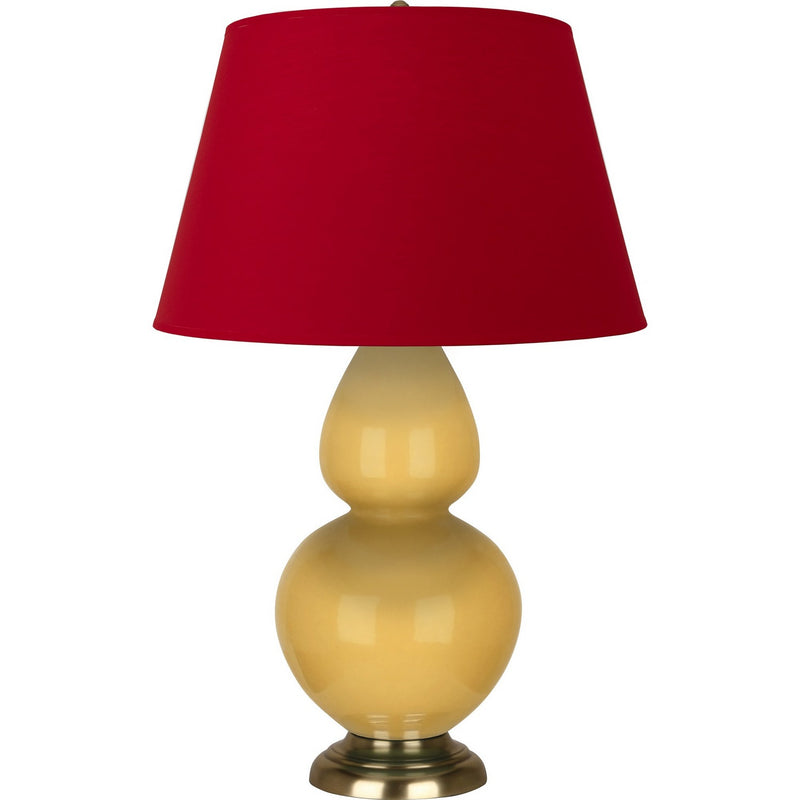 Robert Abbey SU20R One Light Table Lamp, Sunset Yellow Glazed Ceramic w/Antique Natural Brass