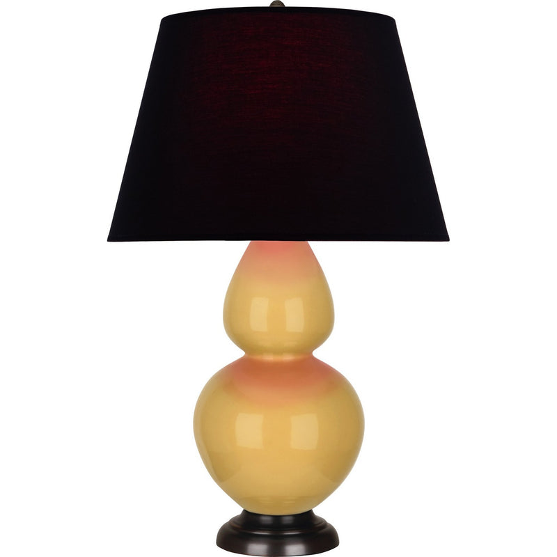 Robert Abbey SU21K One Light Table Lamp, Sunset Yellow Glazed Ceramic w/Deep Patina Bronze