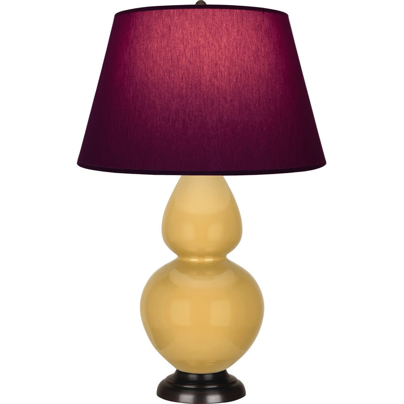 Robert Abbey SU21P One Light Table Lamp, Sunset Yellow Glazed Ceramic w/Deep Patina Bronze