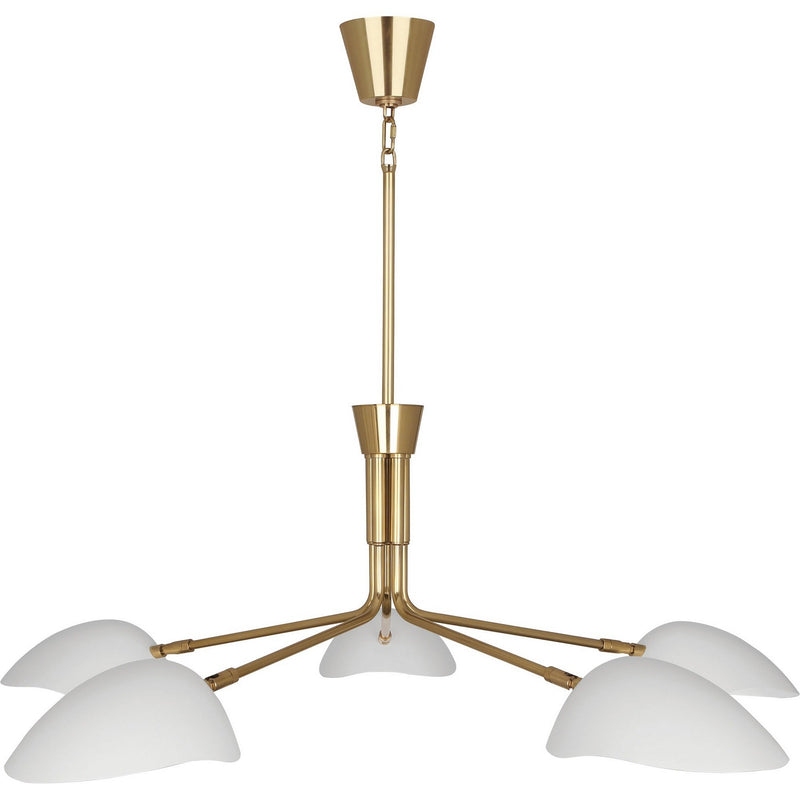 Robert Abbey W1522 Five Light Chandelier, Modern Brass w/Satin White