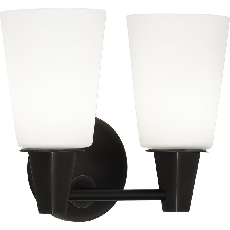Robert Abbey Z255F Two Light Wall Sconce, Deep Patina Bronze