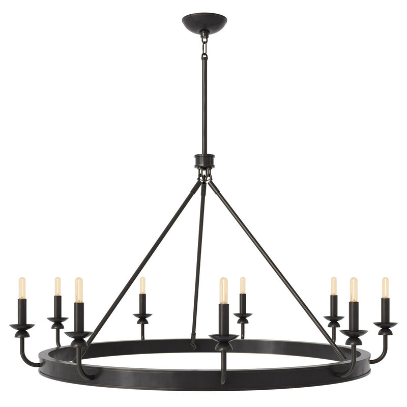 Robert Abbey Z270 Nine Light Chandelier, Deep Patina Bronze