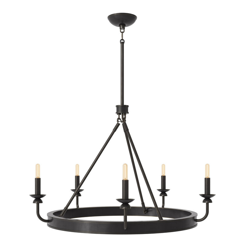 Robert Abbey Z271 Five Light Chandelier, Deep Patina Bronze