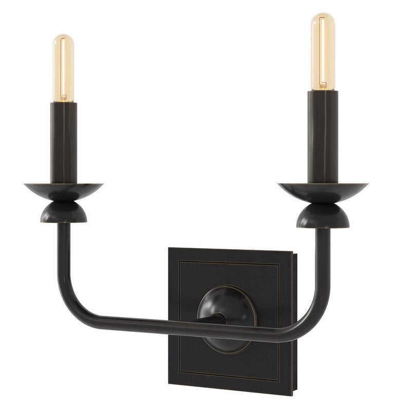 Robert Abbey Z274 Two Light Wall Sconce, Deep Patina Bronze