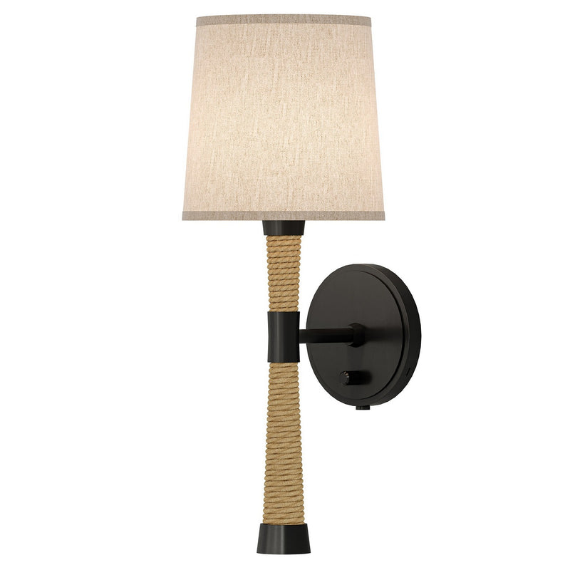 Robert Abbey Z450X One Light Wall Sconce, Natural Rope w/Deep Patina Bronze