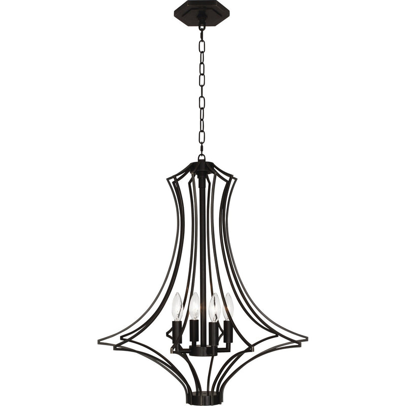 Robert Abbey Z467 Four Light Chandelier, Deep Patina Bronze