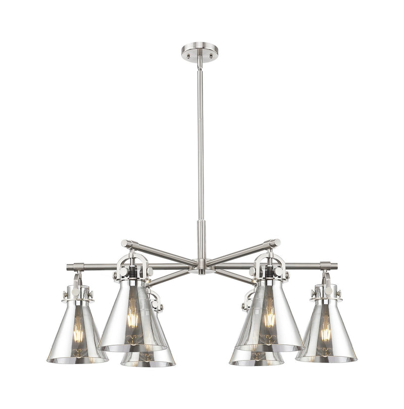 Innovations 410-6CR-SN-G411-7SM Six Light Chandelier, Satin Nickel