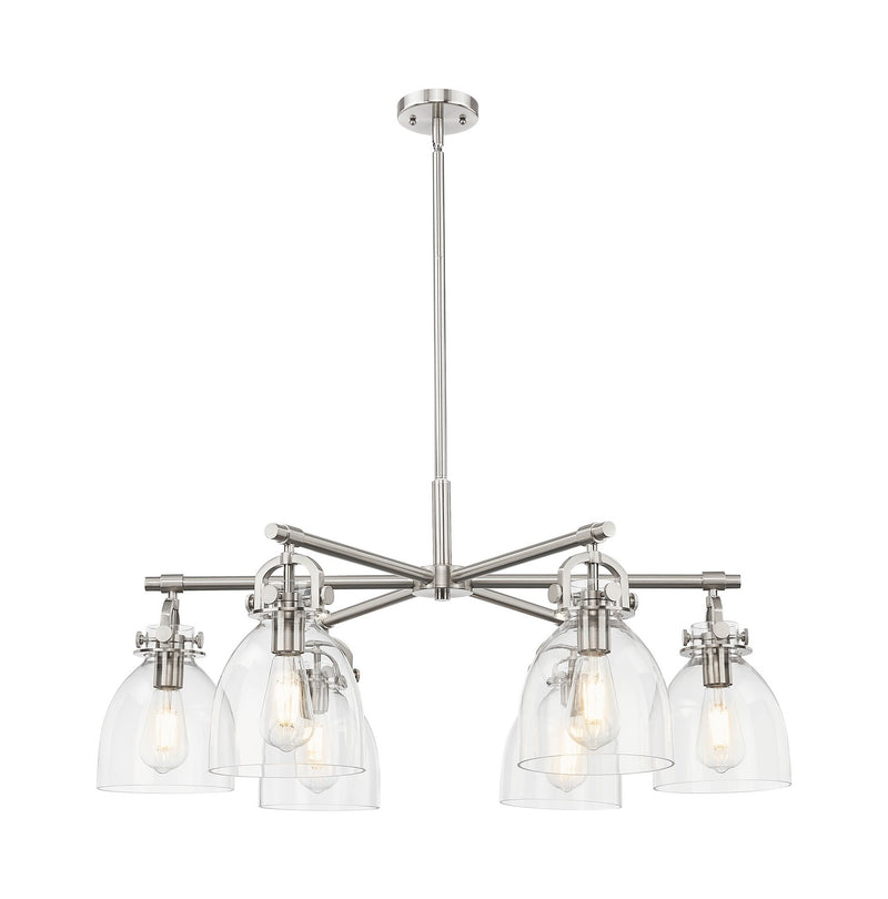 Innovations 410-6CR-SN-G412-7CL Six Light Chandelier, Satin Nickel