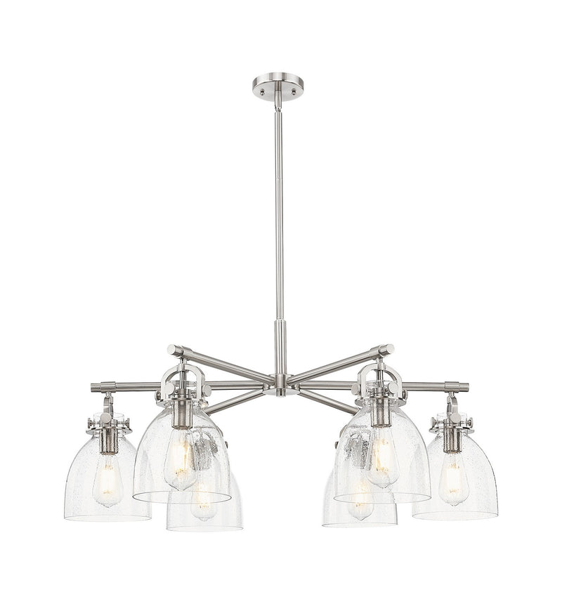 Innovations 410-6CR-SN-G412-7SDY Six Light Chandelier, Satin Nickel