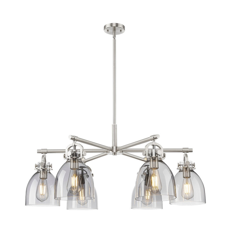 Innovations 410-6CR-SN-G412-7SM Six Light Chandelier, Satin Nickel