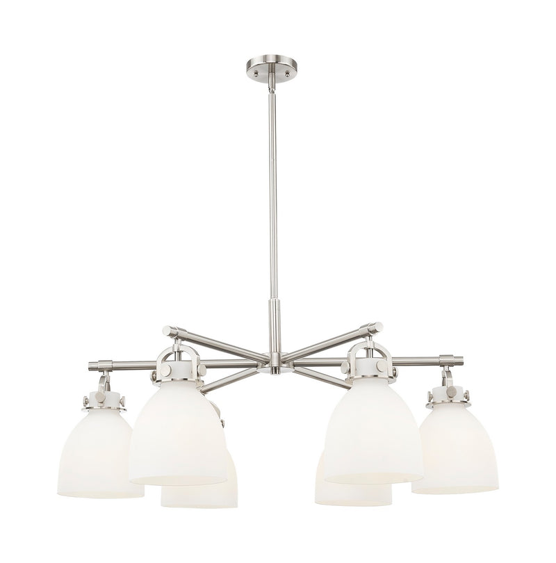 Innovations 410-6CR-SN-G412-7WH Six Light Chandelier, Satin Nickel